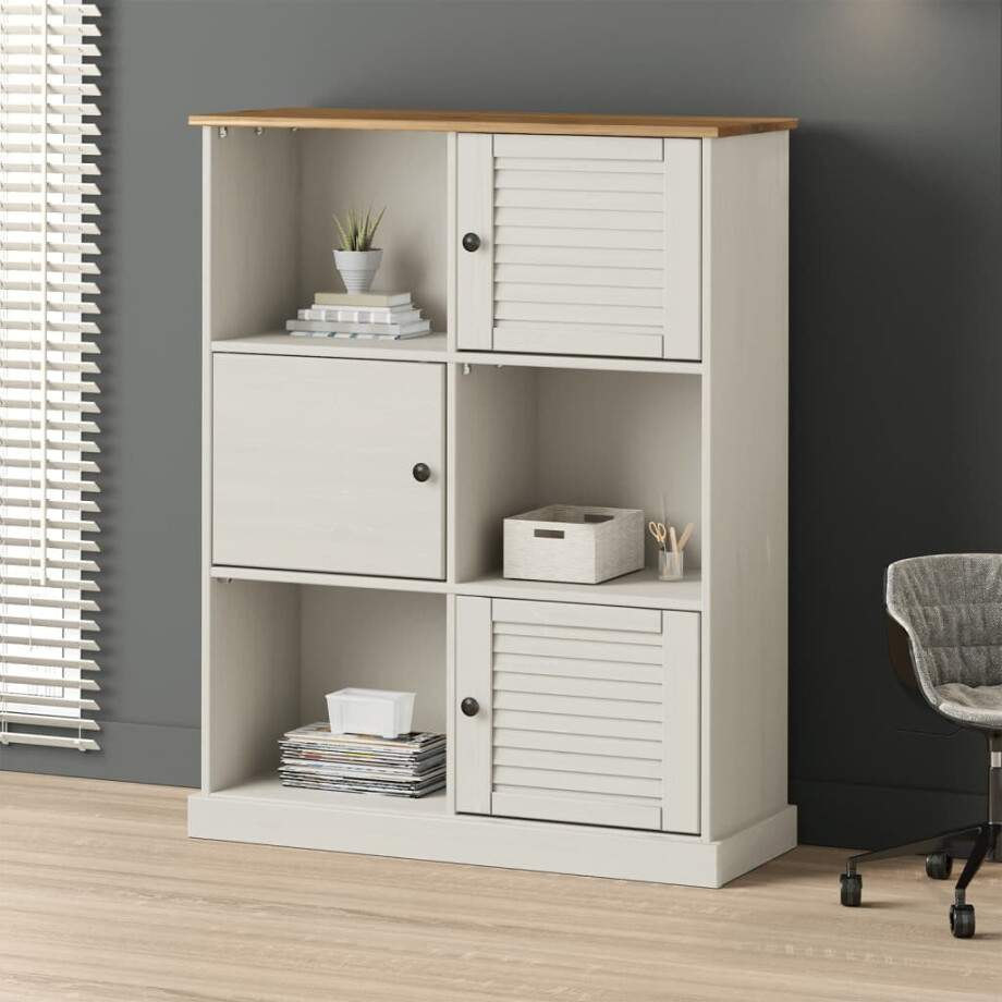 vidaXL Boekenkast VIGO 90x35x114,5 cm massief grenenhout wit afbeelding 1