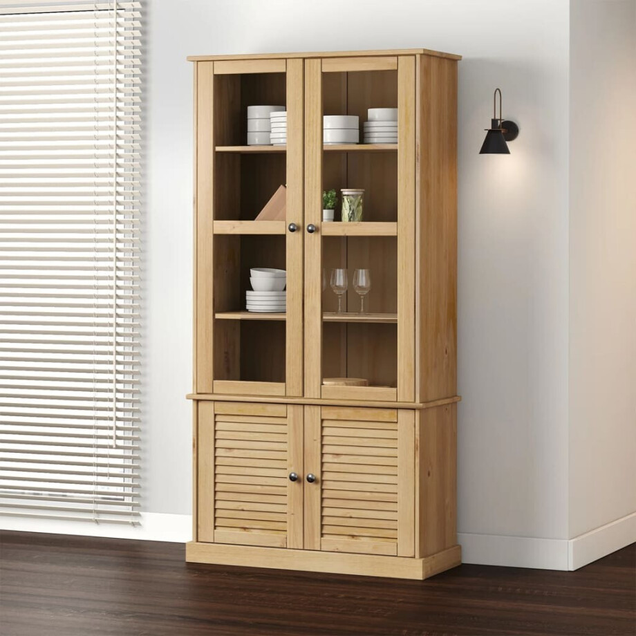 vidaXL Vitrinekast VIGO 85x35x170 cm massief grenenhout afbeelding 1