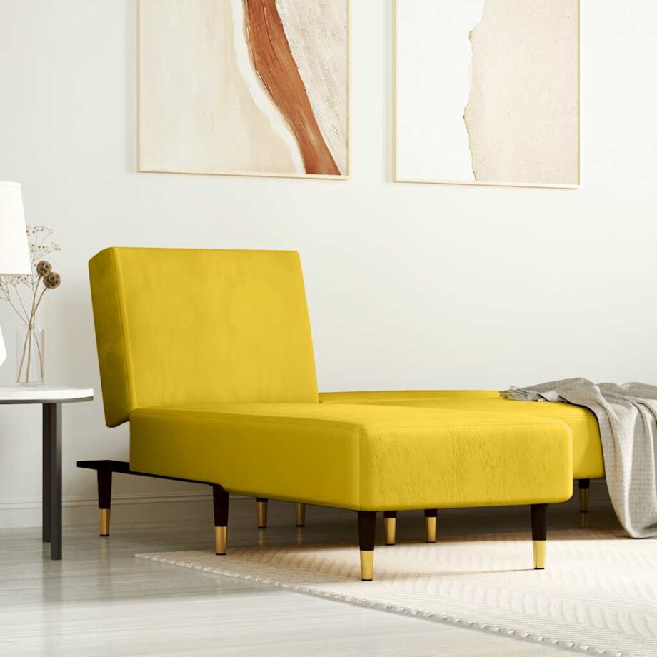 vidaXL Chaise longue fluweel geel afbeelding 1