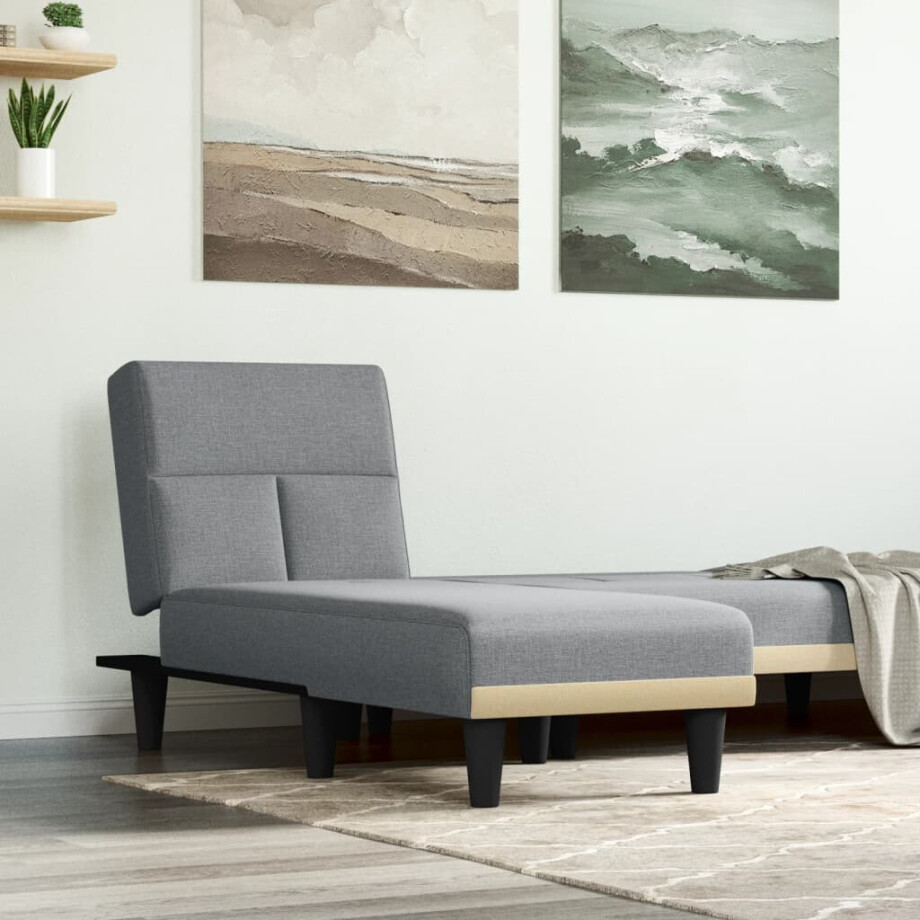 vidaXL Chaise longue stof lichtgrijs vidaXL Chaise longue stof lichtgrijs afbeelding 1