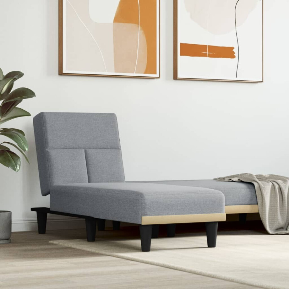 vidaXL Chaise longue stof lichtgrijs afbeelding 1