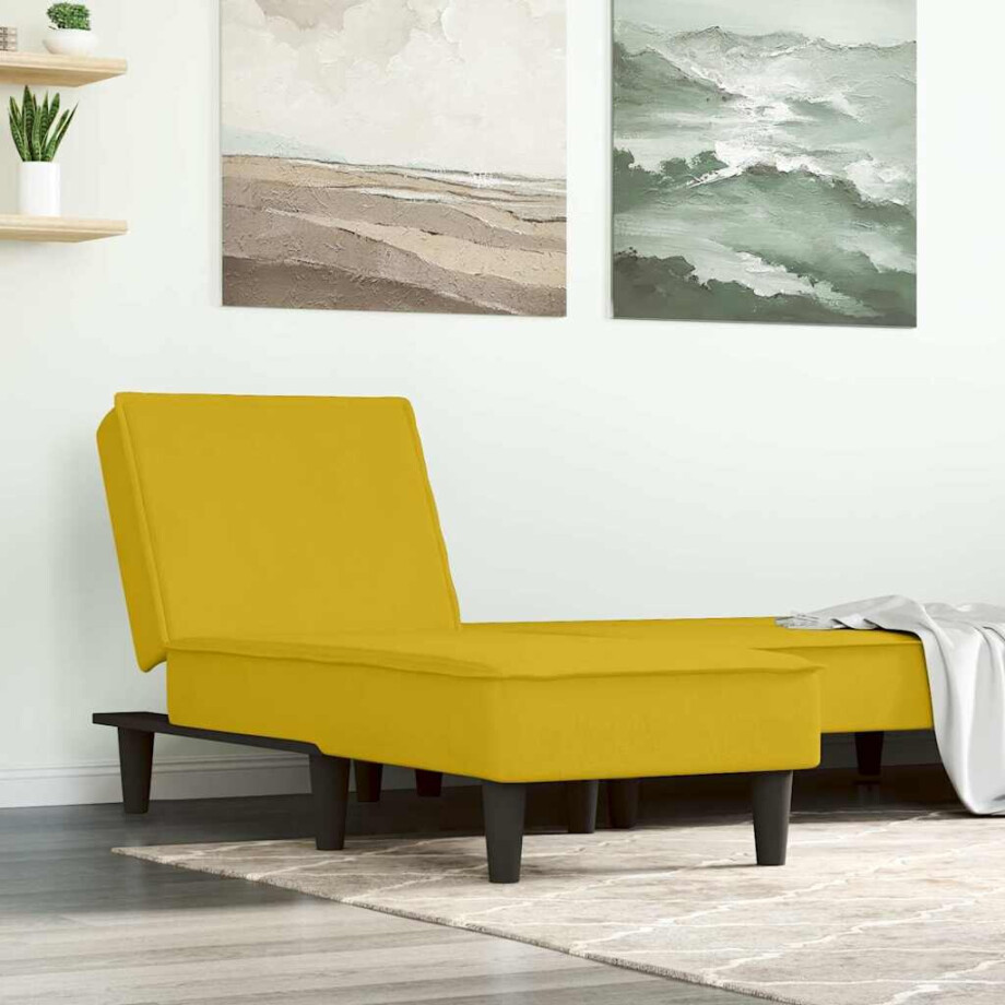 vidaXL Chaise longue fluweel geel afbeelding 1