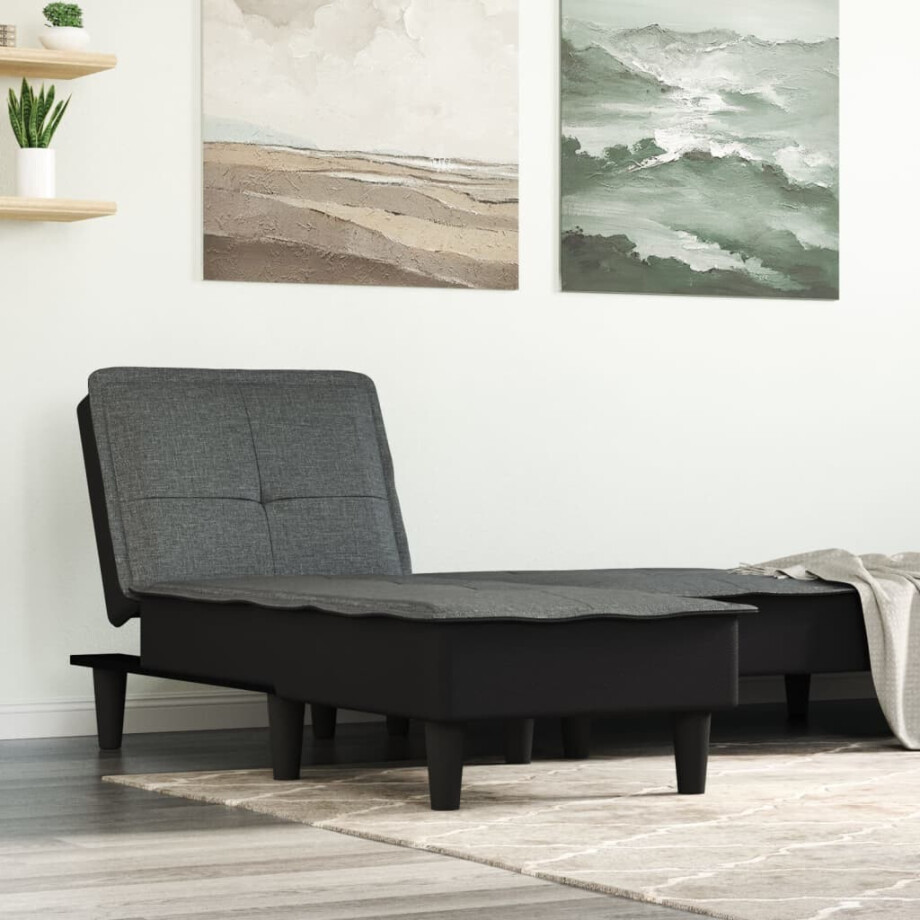 vidaXL Chaise longue stof donkergrijs vidaXL Chaise longue stof donkergrijs afbeelding 1