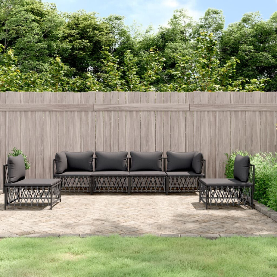 vidaXL 6-delige Loungeset met kussens staal antracietkleurig vidaXL 6-delige Loungeset met kussens staal antracietkleurig afbeelding 1