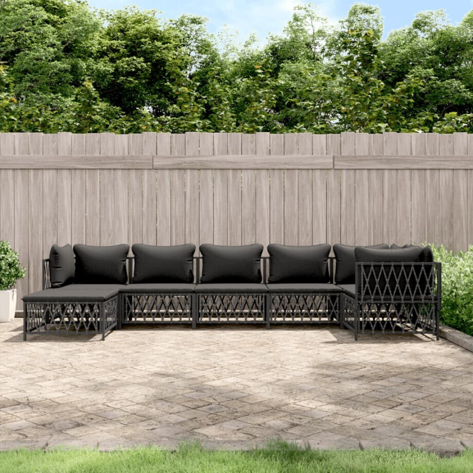 vidaXL 7-delige Loungeset met kussens staal antracietkleurig vidaXL 7-delige Loungeset met kussens staal antracietkleurig afbeelding 1