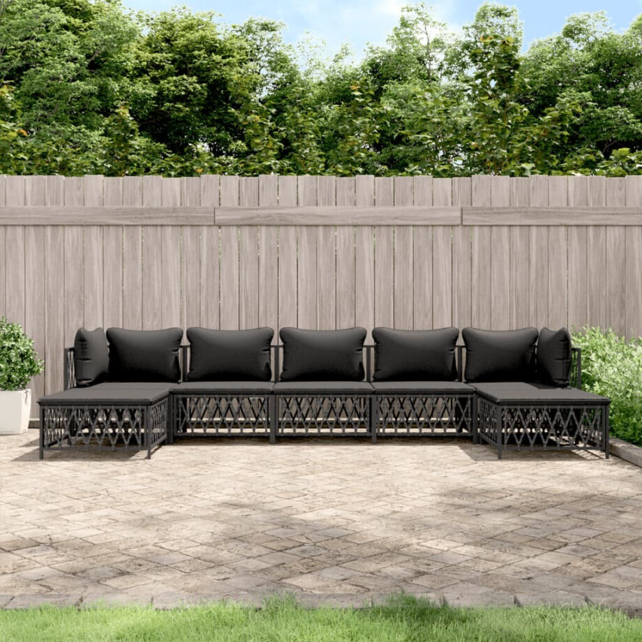 vidaXL 7-delige Loungeset met kussens staal antracietkleurig afbeelding 1