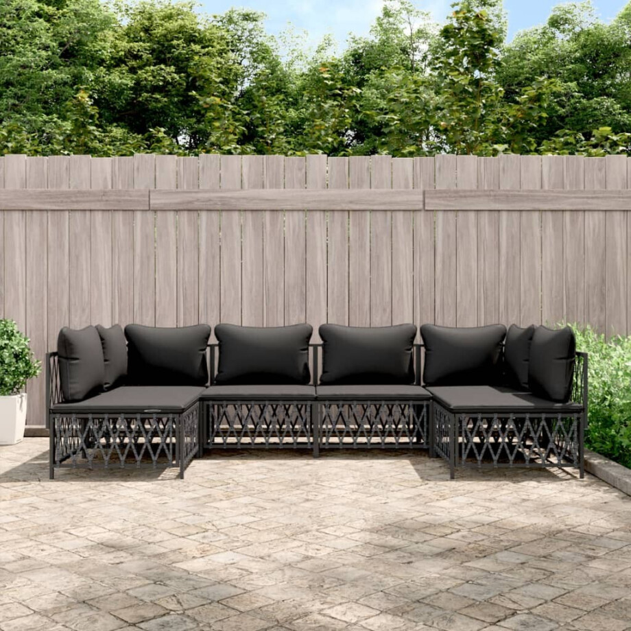 vidaXL 6-delige Loungeset met kussens staal antracietkleurig afbeelding 1