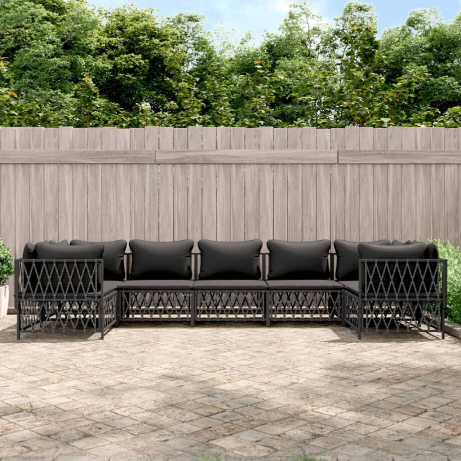 vidaXL 7-delige Loungeset met kussens staal antracietkleurig afbeelding 1