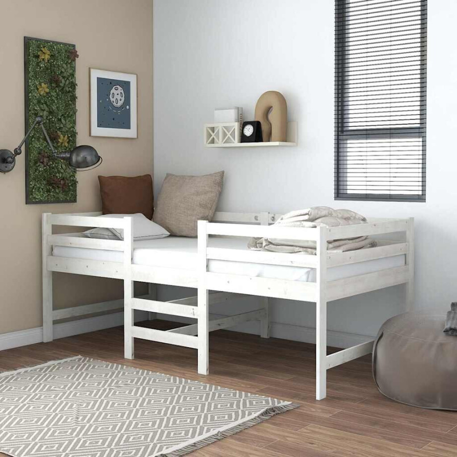 vidaXL Bedframe zonder matras massief grenenhout wit 90x200 cm vidaXL Bedframe zonder matras massief grenenhout wit 90x200 cm afbeelding 1