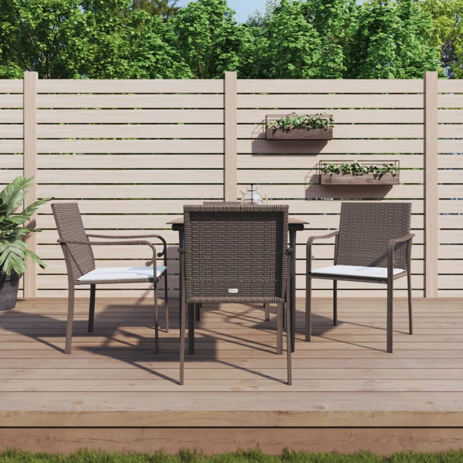 vidaXL 5-delige Tuinset met kussens poly rattan en staal vidaXL 5-delige Tuinset met kussens poly rattan en staal afbeelding 1