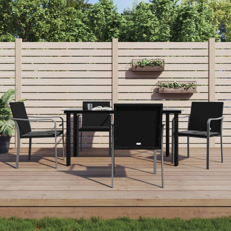 vidaXL 5-delige Tuinset met kussens poly rattan en staal afbeelding 1