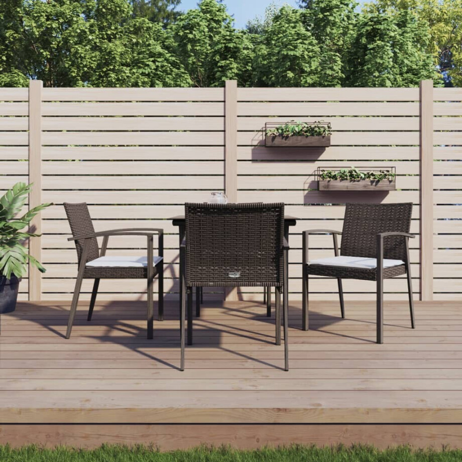 vidaXL 5-delige Tuinset met kussens poly rattan en staal afbeelding 1