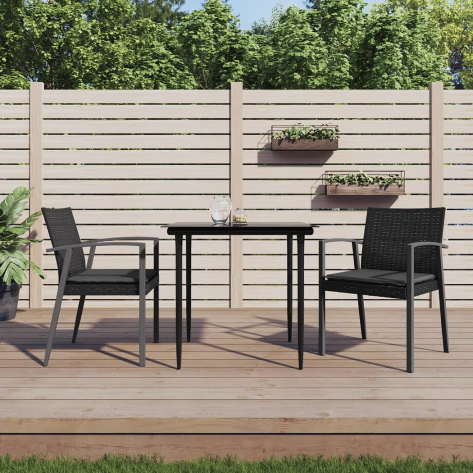 vidaXL 3-delige Tuinset met kussens poly rattan en staal afbeelding 1