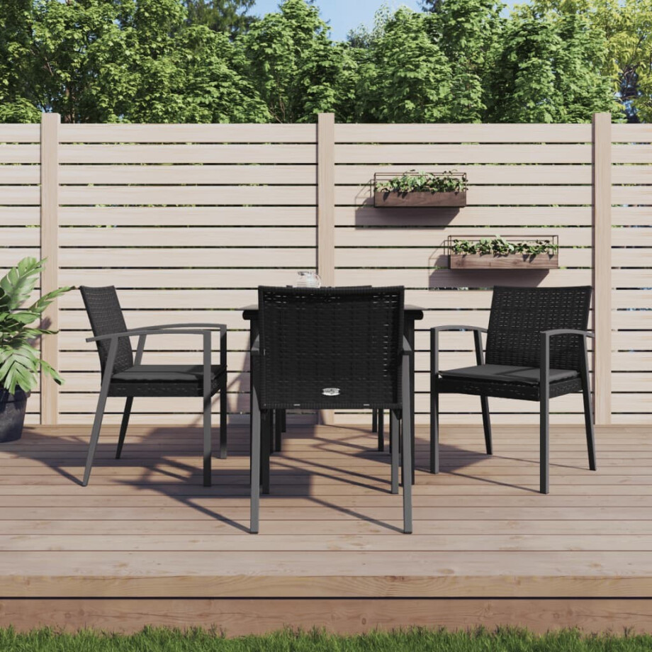 vidaXL 5-delige Tuinset met kussens poly rattan en staal afbeelding 1