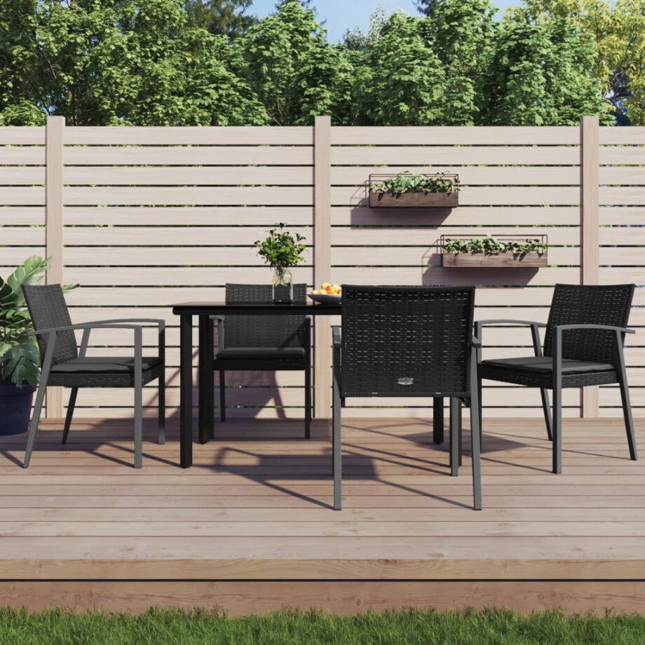 vidaXL 5-delige Tuinset met kussens poly rattan en staal vidaXL 5-delige Tuinset met kussens poly rattan en staal afbeelding 1