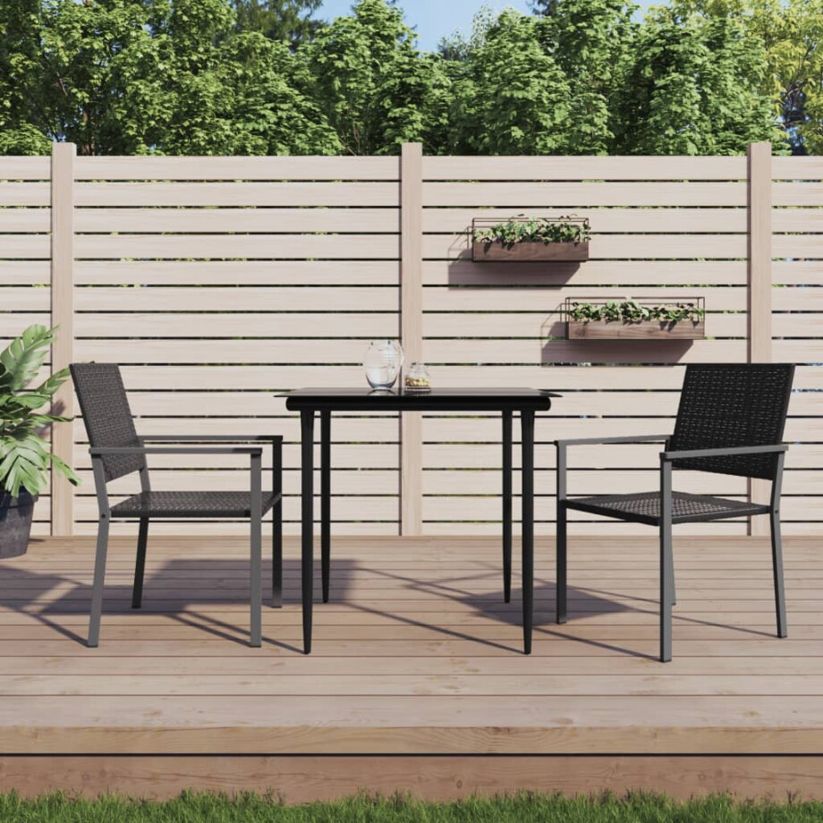vidaXL 3-delige Tuinset met kussens poly rattan en staal vidaXL 3-delige Tuinset met kussens poly rattan en staal afbeelding 1
