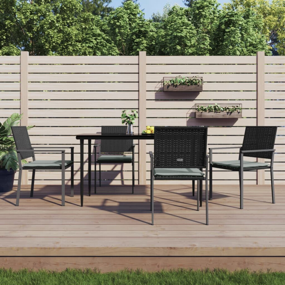 vidaXL 5-delige Tuinset met kussens poly rattan en staal afbeelding 1