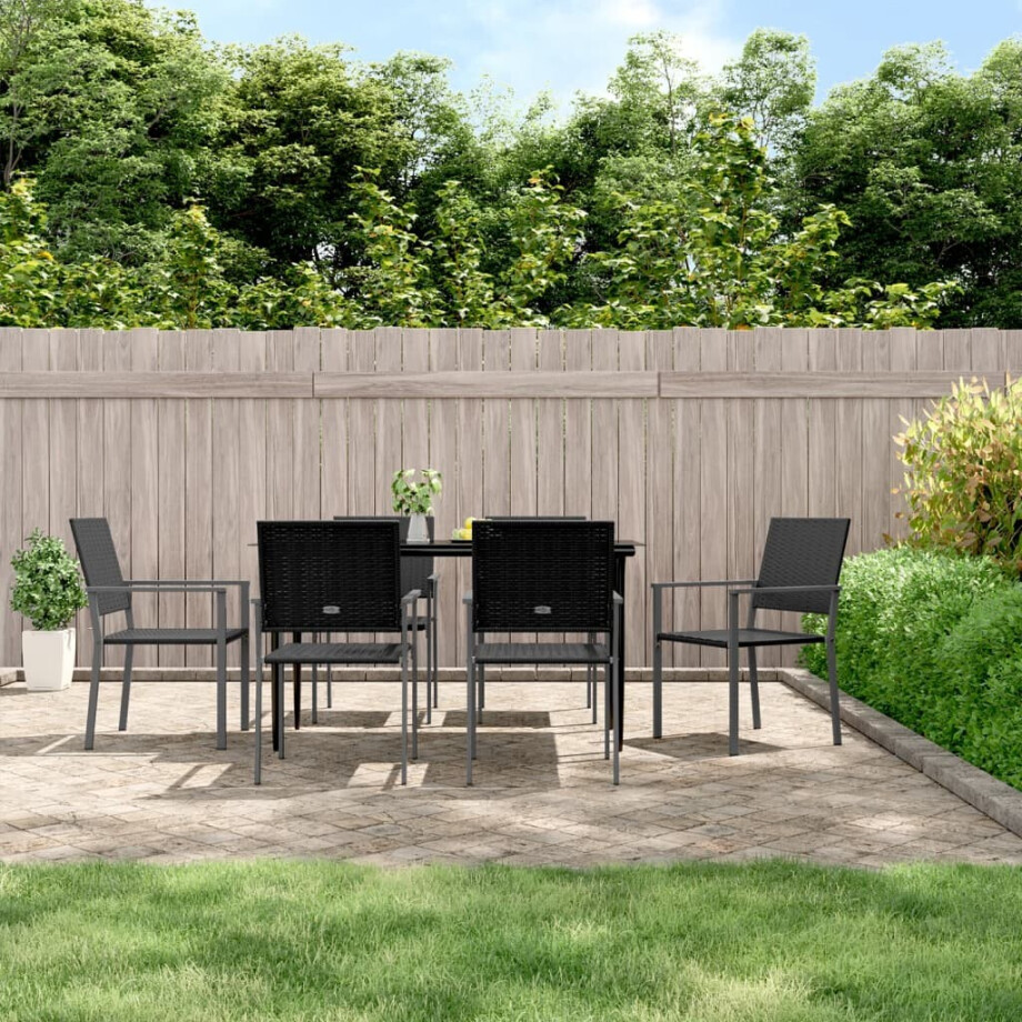 vidaXL 7-delige Tuinset poly rattan en staal vidaXL 7-delige Tuinset poly rattan en staal afbeelding 1