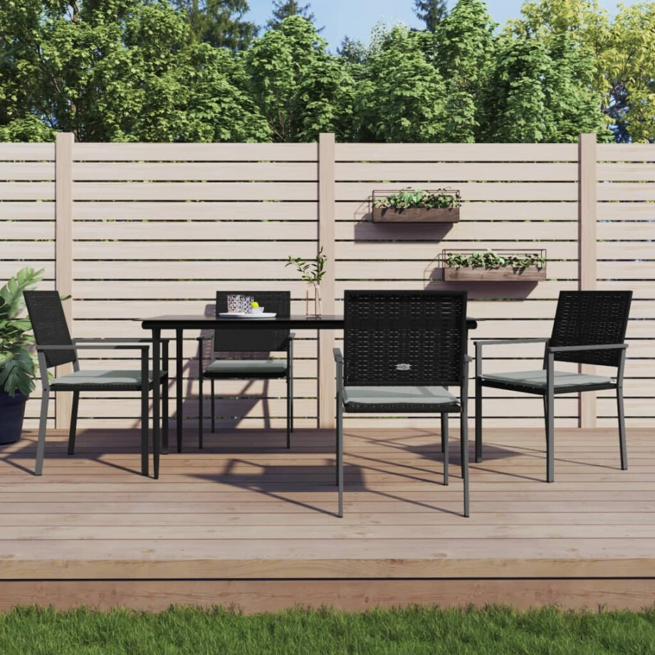 vidaXL 5-delige Tuinset met kussens poly rattan en staal vidaXL 5-delige Tuinset met kussens poly rattan en staal afbeelding 1
