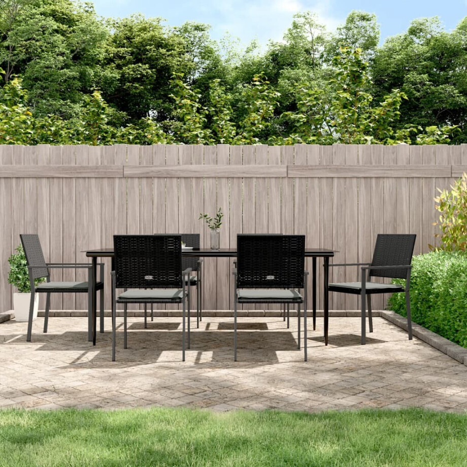 vidaXL 7-delige Tuinset met kussens poly rattan en staal vidaXL 7-delige Tuinset met kussens poly rattan en staal afbeelding 1