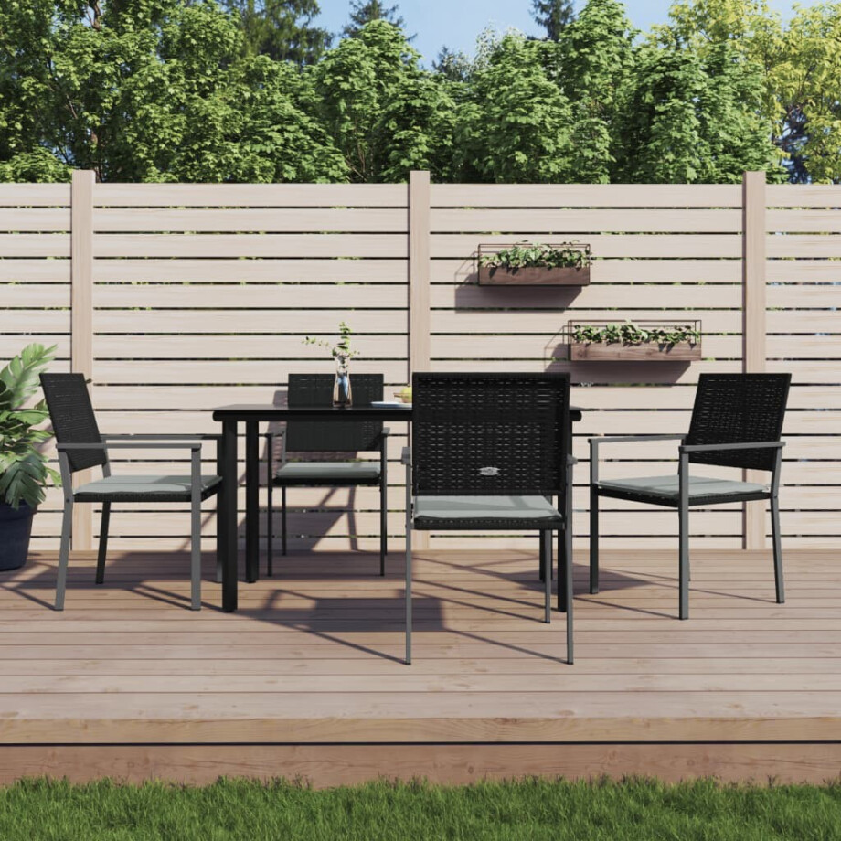 vidaXL 5-delige Tuinset met kussens poly rattan en staal afbeelding 1