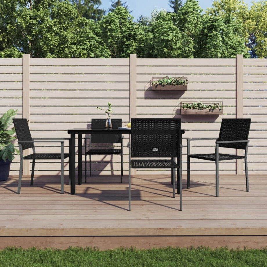 vidaXL 5-delige Tuinset poly rattan en staal afbeelding 1