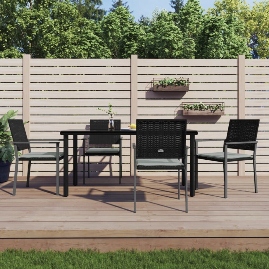 vidaXL 5-delige Tuinset met kussens poly rattan en staal afbeelding 1