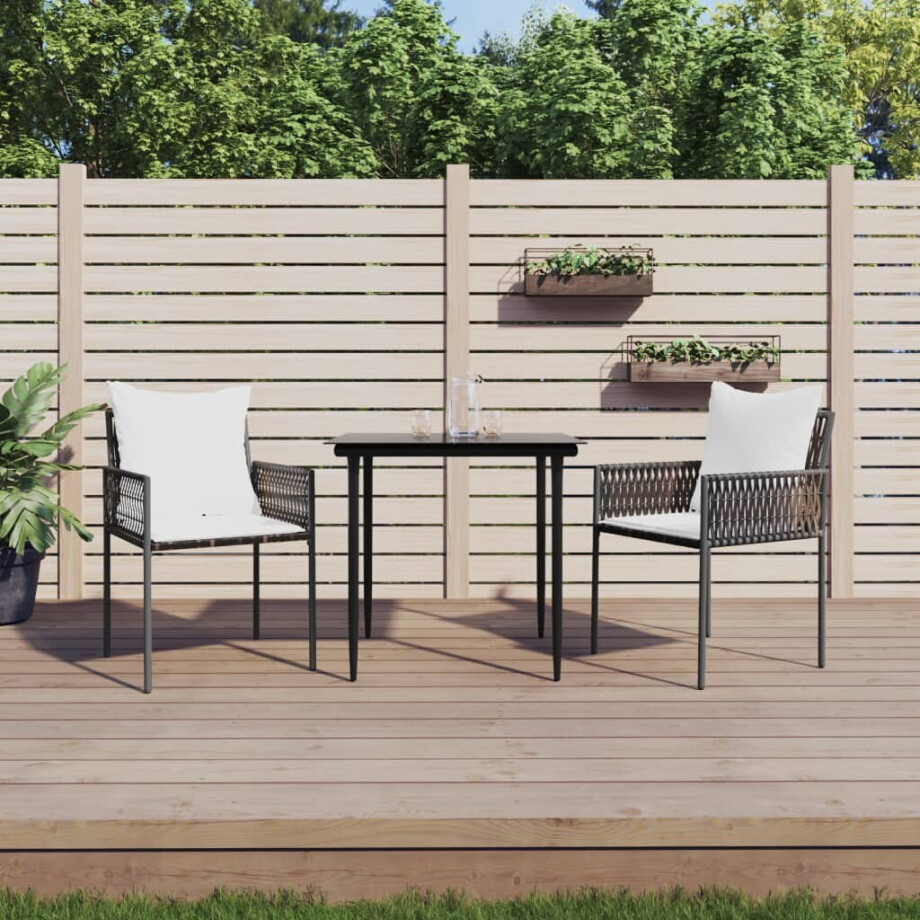 vidaXL 3-delige Tuinset met kussens poly rattan en staal afbeelding 1