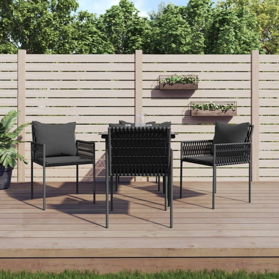 vidaXL 5-delige Tuinset met kussens poly rattan en staal afbeelding 1
