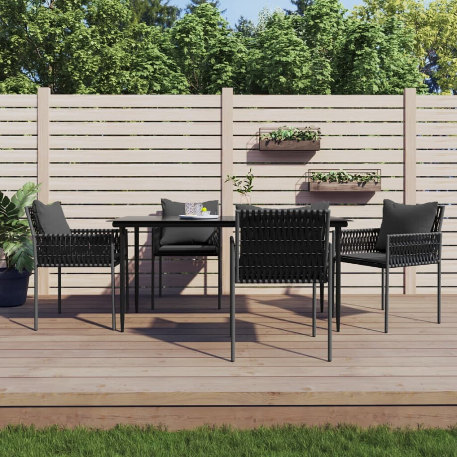 vidaXL 5-delige Tuinset met kussens poly rattan en staal vidaXL 5-delige Tuinset met kussens poly rattan en staal afbeelding 1