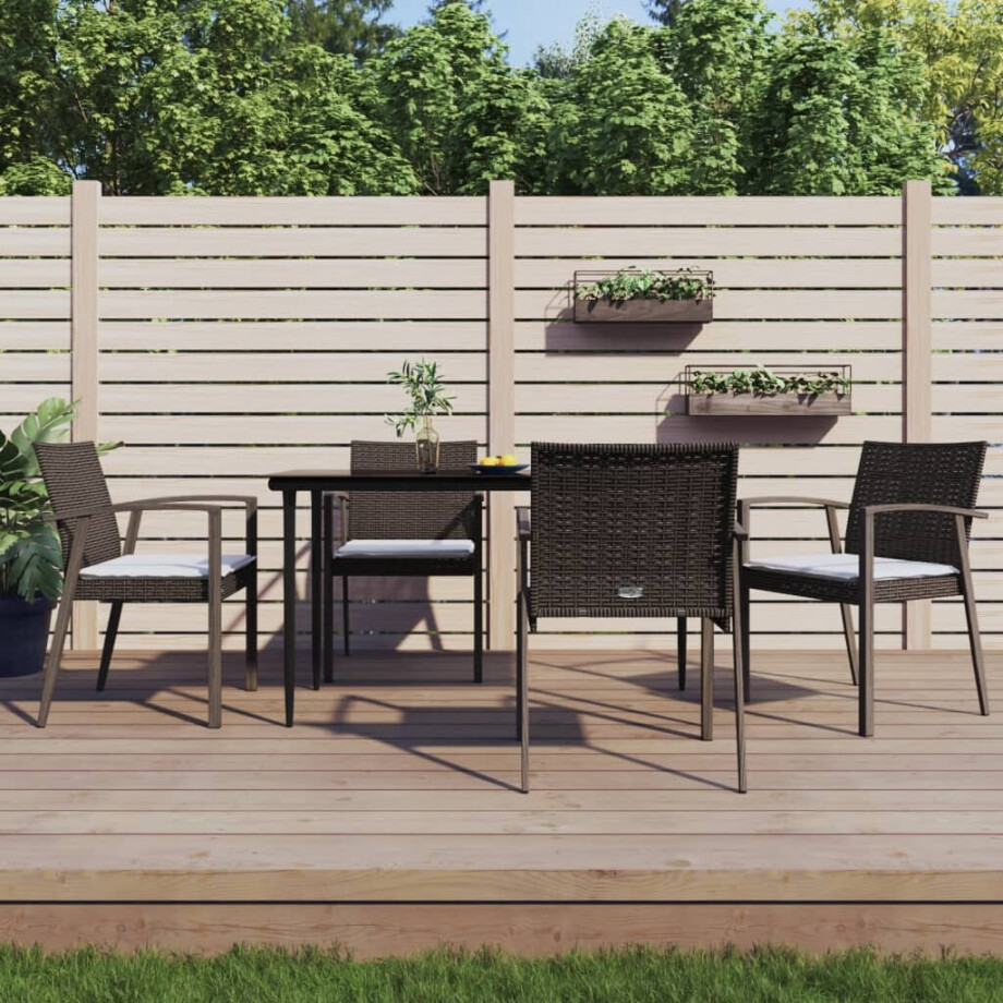 vidaXL Tuinstoelen 4 st met kussens 56,5x57x83 cm poly rattan bruin vidaXL Tuinstoelen 4 st met kussens 56,5x57x83 cm poly rattan bruin afbeelding 1