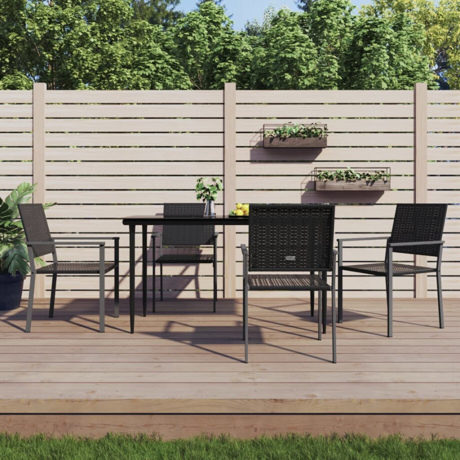 vidaXL Tuinstoelen 4 st 54x62,5x89 cm poly rattan zwart afbeelding 1