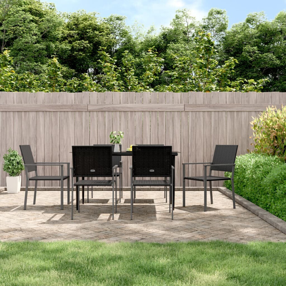 vidaXL Tuinstoelen 6 st 54x62,5x89 cm poly rattan zwart afbeelding 1