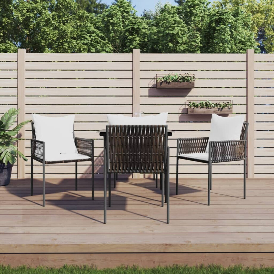 vidaXL Tuinstoelen 4 st met kussens 54x61x83 cm poly rattan bruin vidaXL Tuinstoelen 4 st met kussens 54x61x83 cm poly rattan bruin afbeelding 1