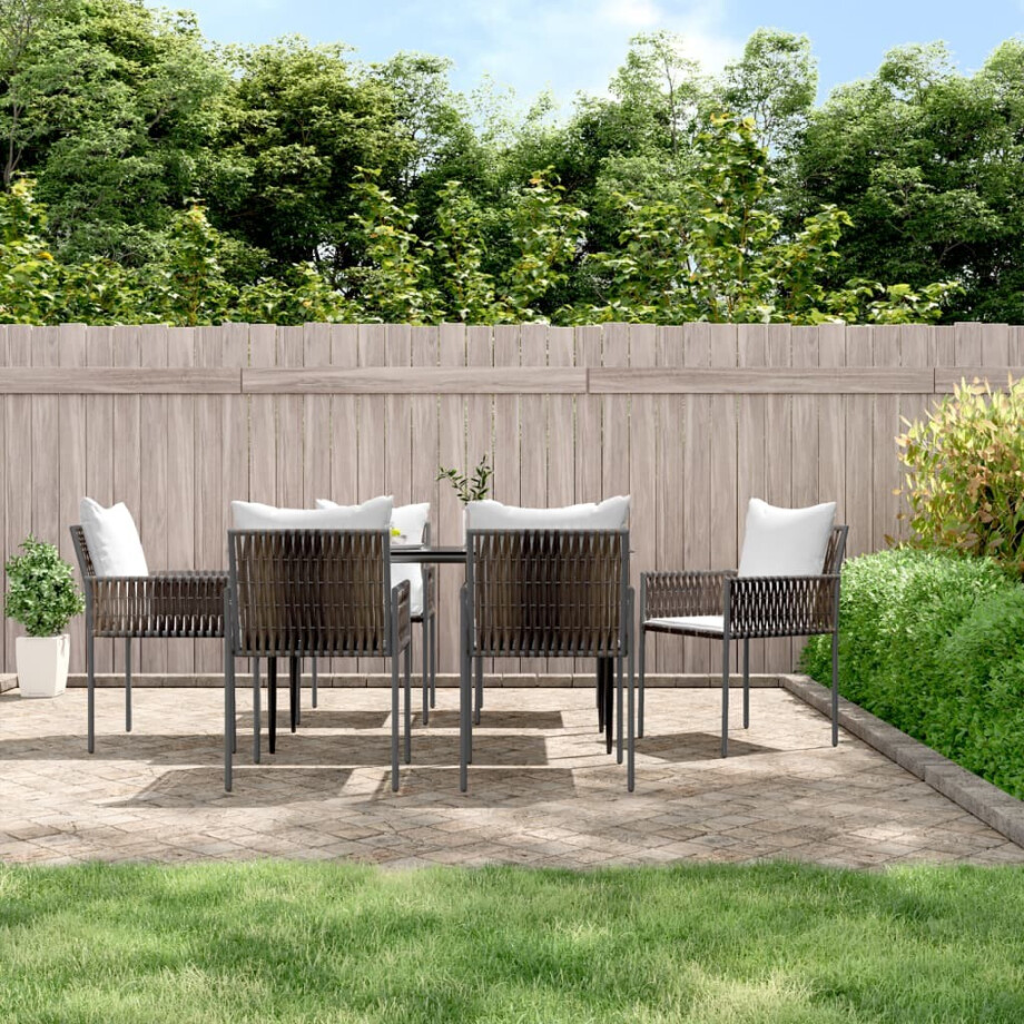 vidaXL Tuinstoelen 6 st met kussens 54x61x83 cm poly rattan bruin afbeelding 1