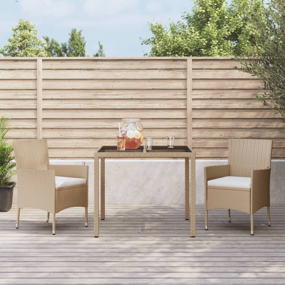 vidaXL 3-delige Tuinset met kussens poly rattan beige vidaXL 3-delige Tuinset met kussens poly rattan beige afbeelding 1