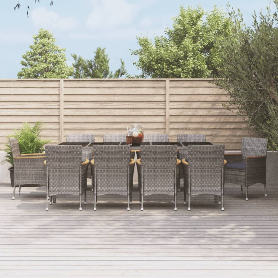 vidaXL 11-delige Tuinset met kussens poly rattan grijs vidaXL 11-delige Tuinset met kussens poly rattan grijs afbeelding 1