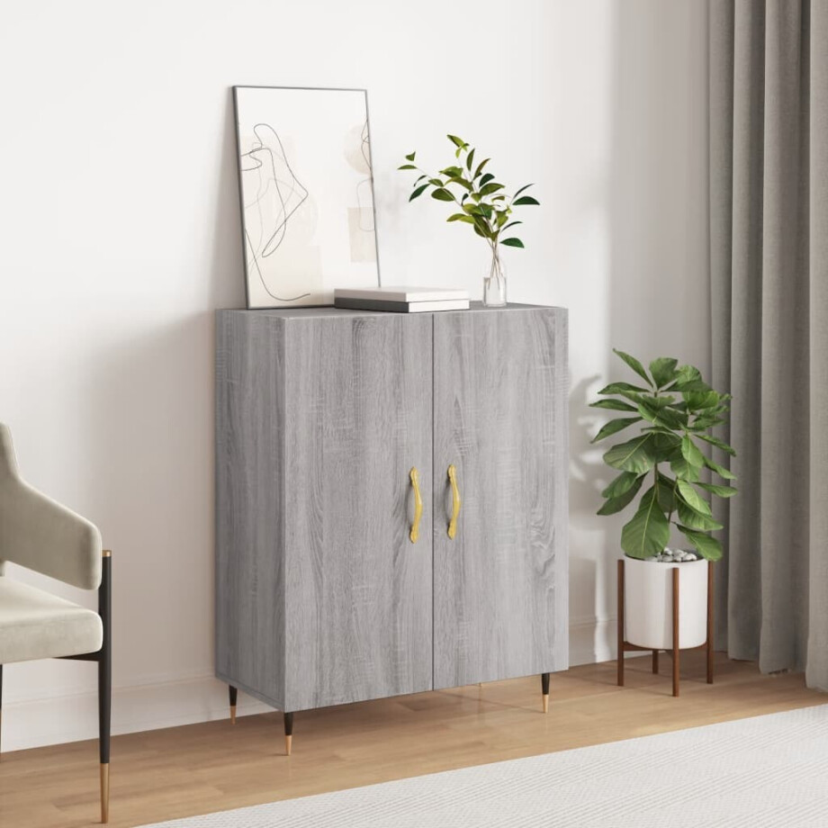 vidaXL Dressoir 69,5x34x90 cm bewerkt hout grijs sonoma eikenkleurig afbeelding 1