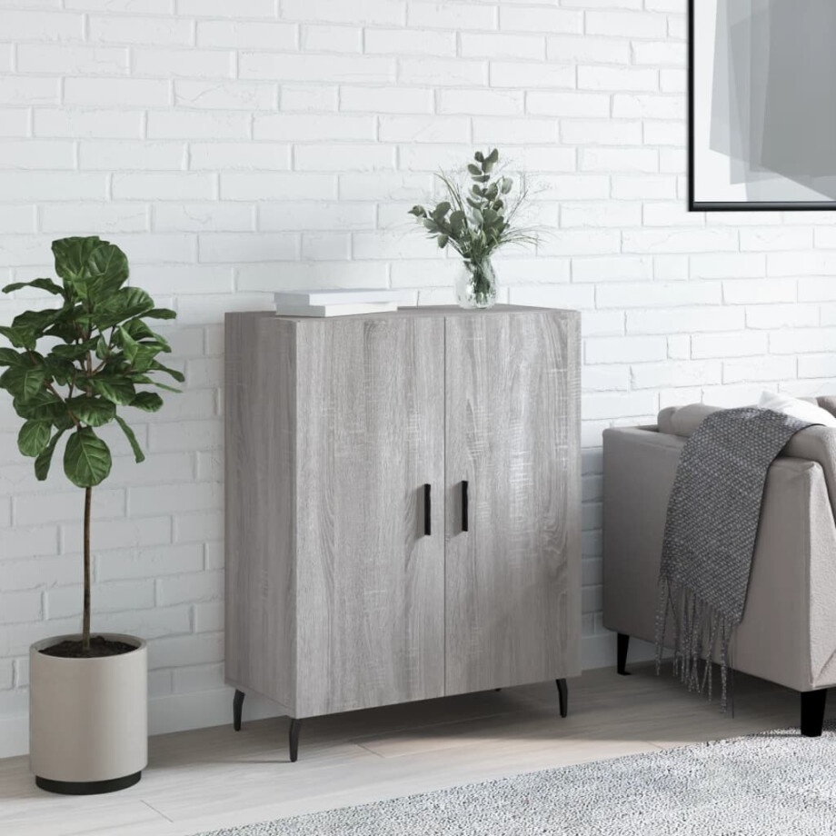 vidaXL Dressoir 69,5x34x90 cm bewerkt hout grijs sonoma eikenkleurig afbeelding 1