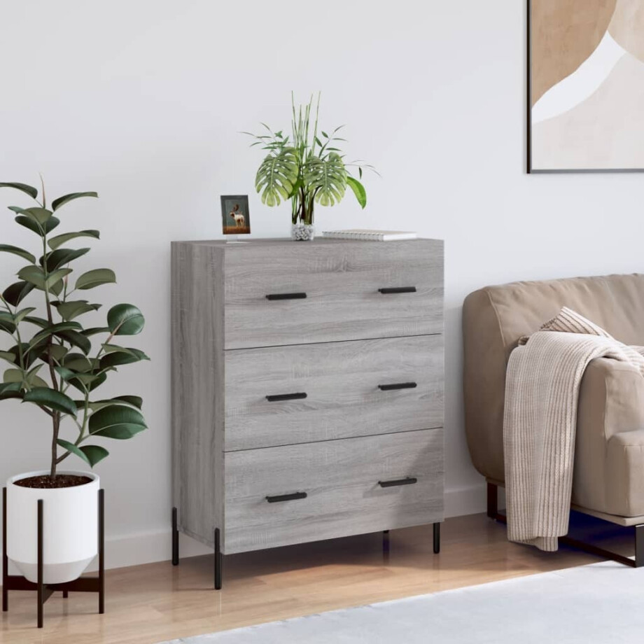 vidaXL Dressoir 69,5x34x90 cm bewerkt hout grijs sonoma eikenkleurig afbeelding 1
