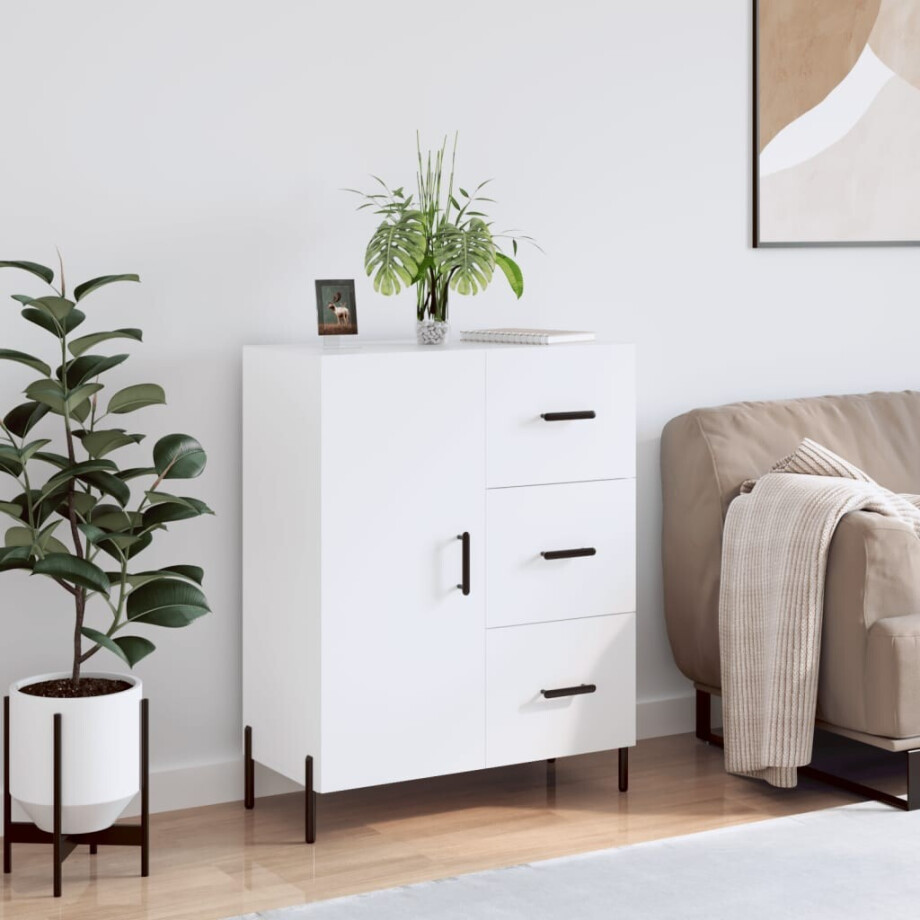 vidaXL Dressoir 69,5x34x90 cm bewerkt hout wit afbeelding 1