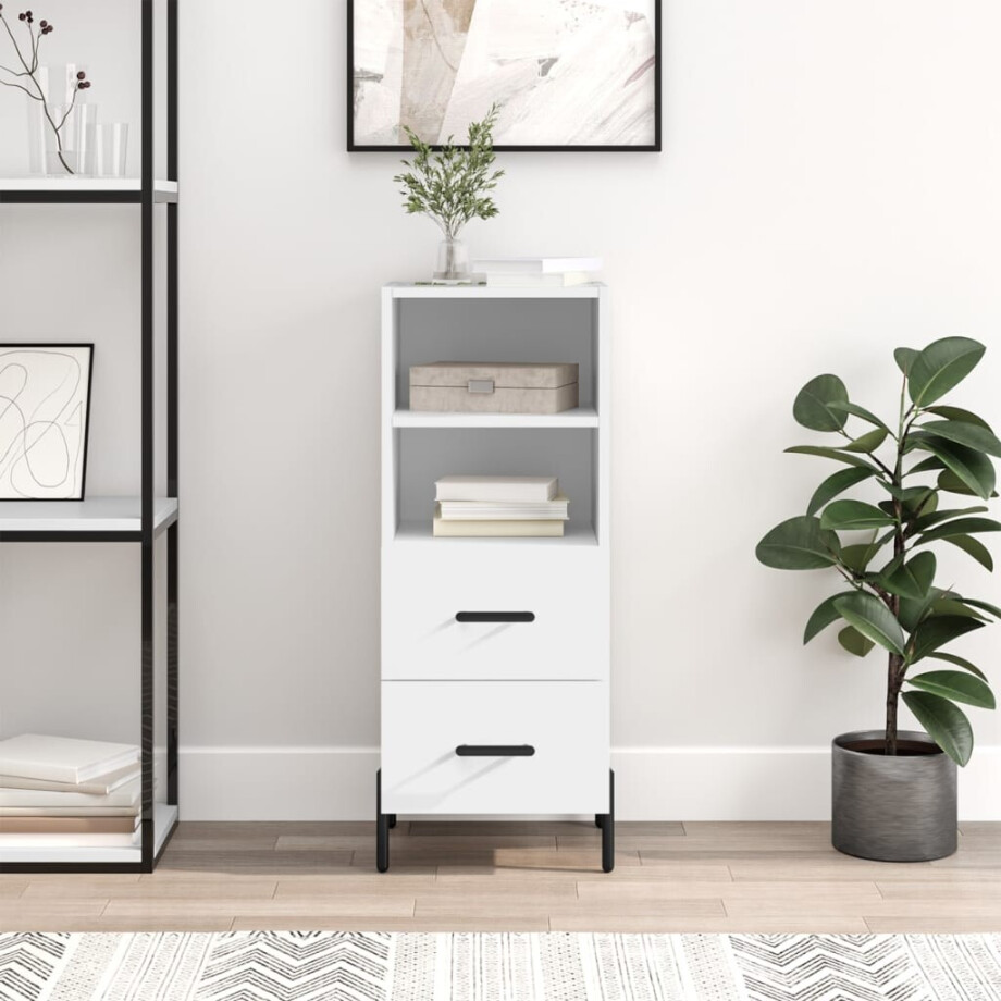 vidaXL Dressoir 34,5x34x90 cm bewerkt hout wit vidaXL Dressoir 34,5x34x90 cm bewerkt hout wit afbeelding 1