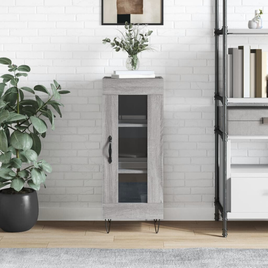 vidaXL Dressoir 34,5x34x90 cm bewerkt hout grijs sonoma eikenkleurig afbeelding 1