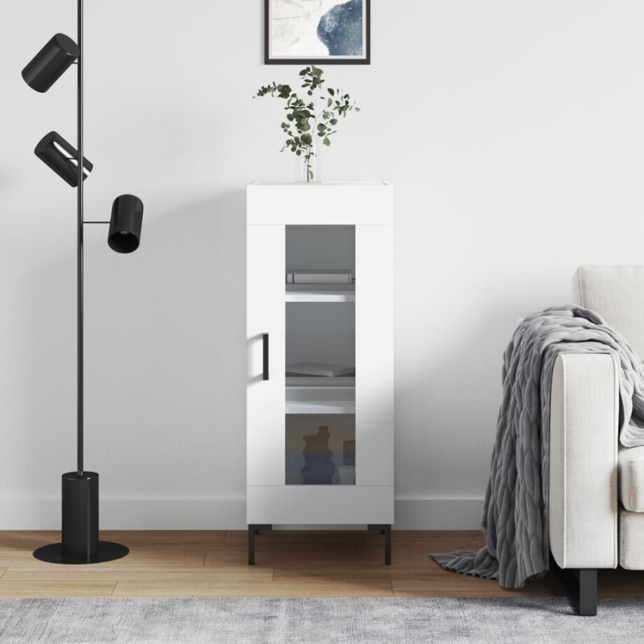 vidaXL Dressoir 34,5x34x90 cm bewerkt hout wit afbeelding 1