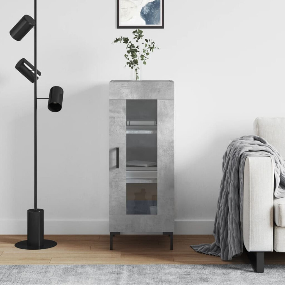 vidaXL Dressoir 34,5x34x90 cm bewerkt hout betongrijs afbeelding 1