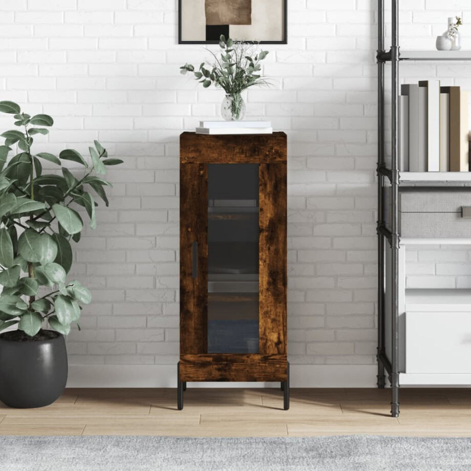 vidaXL Dressoir 34,5x34x90 cm bewerkt hout gerookt eiken afbeelding 1