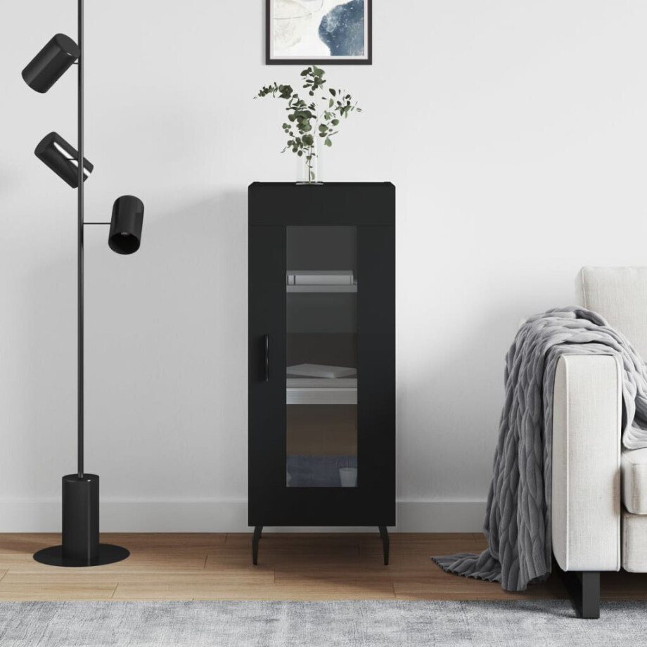 vidaXL Dressoir 34,5x34x90 cm bewerkt hout zwart afbeelding 1