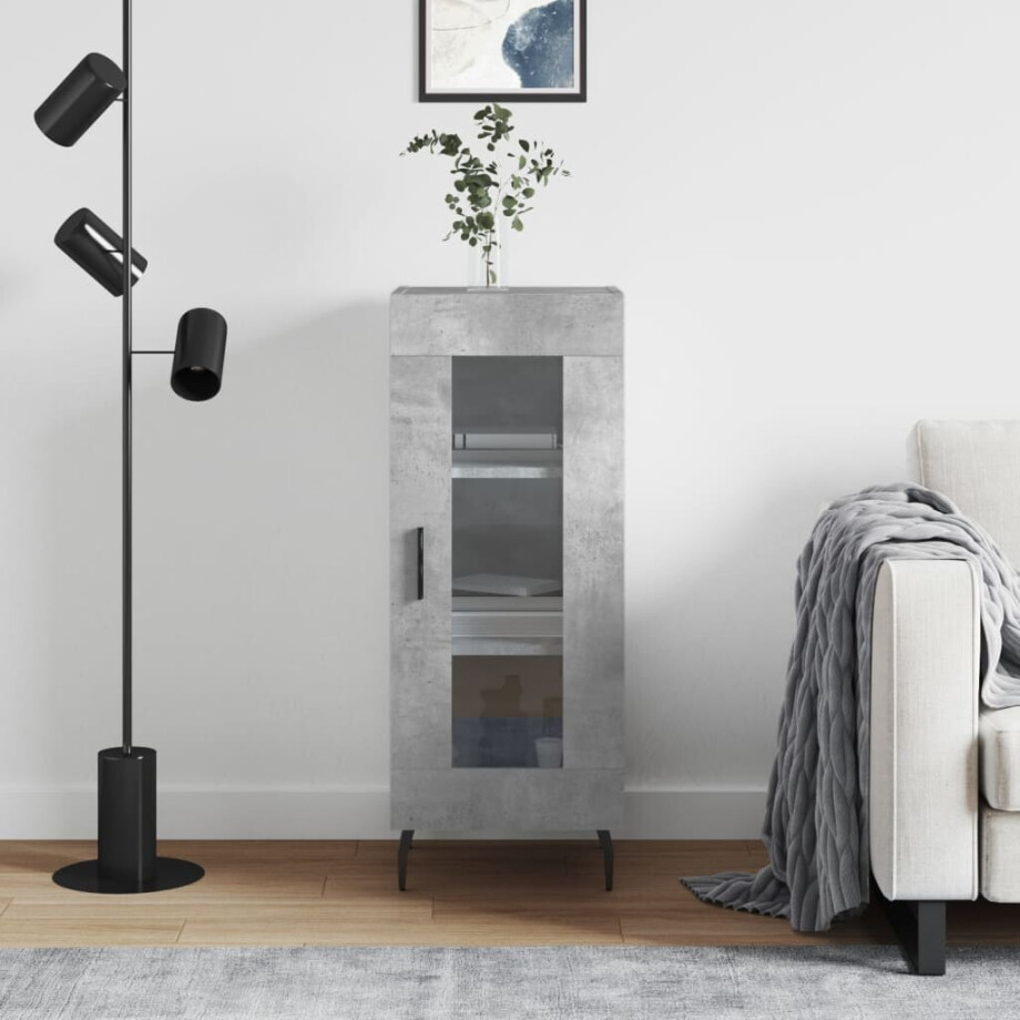 vidaXL Dressoir 34,5x34x90 cm bewerkt hout betongrijs afbeelding 1