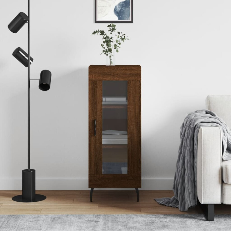 vidaXL Dressoir 34,5x34x90 cm bewerkt hout bruin eikenkleur afbeelding 1