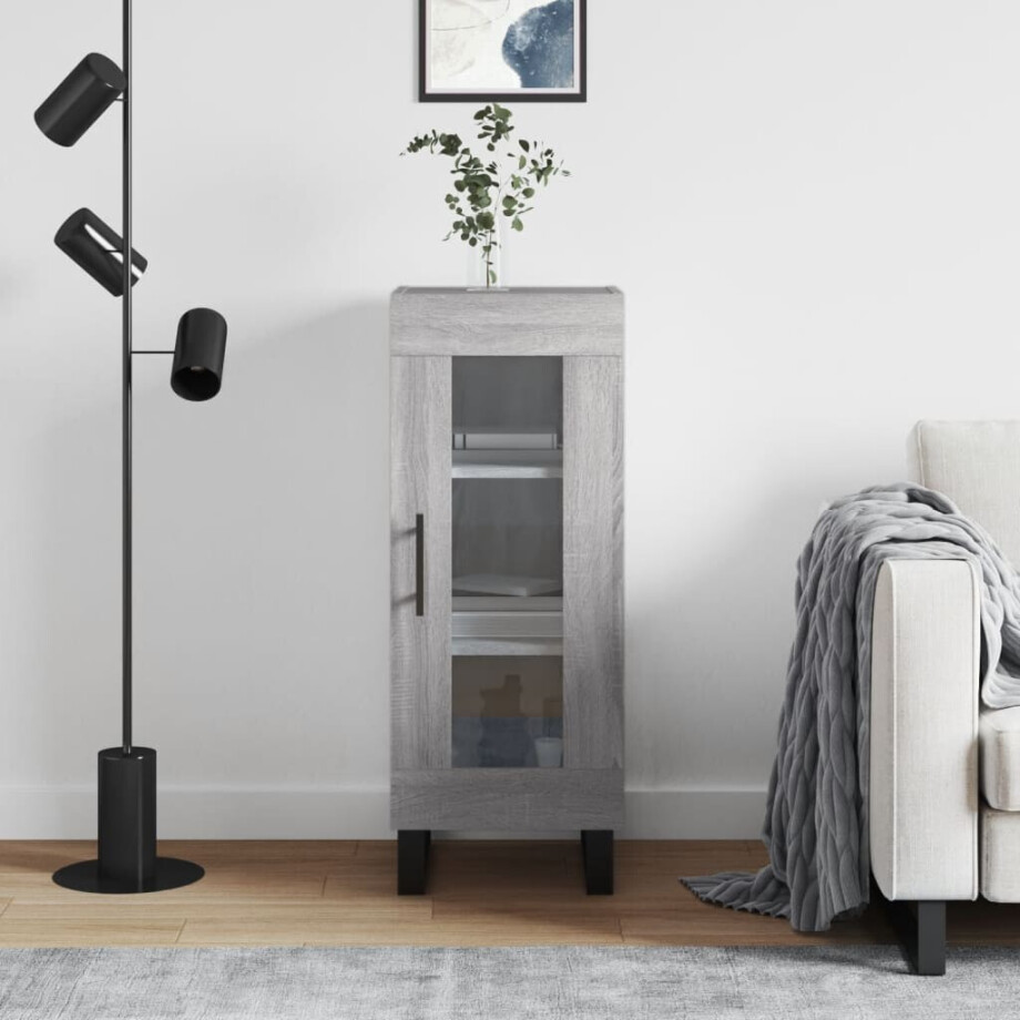 vidaXL Dressoir 34,5x34x90 cm bewerkt hout grijs sonoma eikenkleurig afbeelding 1